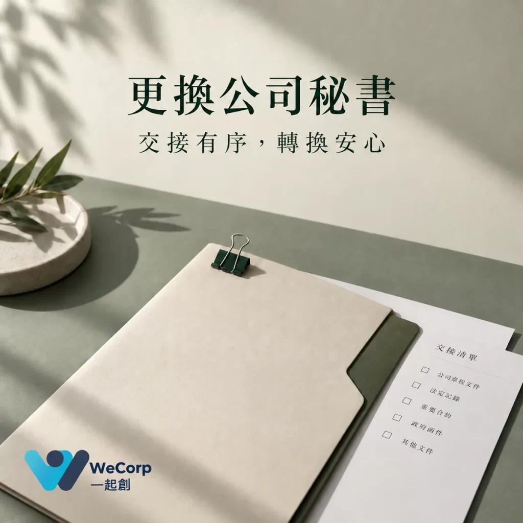香港更換公司秘書指南：綠色桌面上的文件夾與交接清單